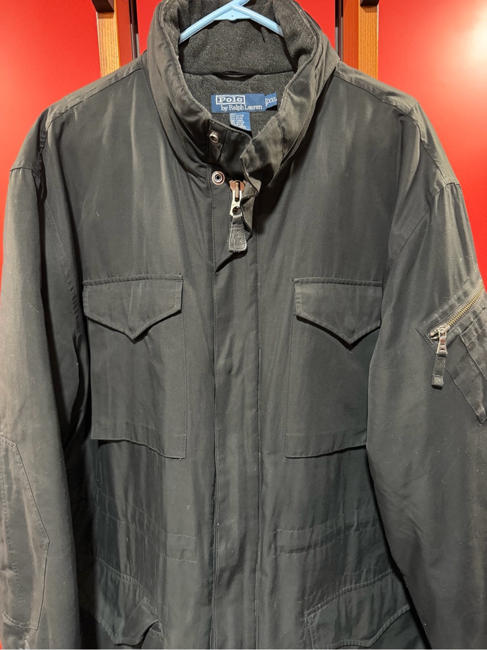 Vintage Polo Ralph Lauren Black Military Field Jacket XXL Utility Coat Lined - Picture 2 of 11